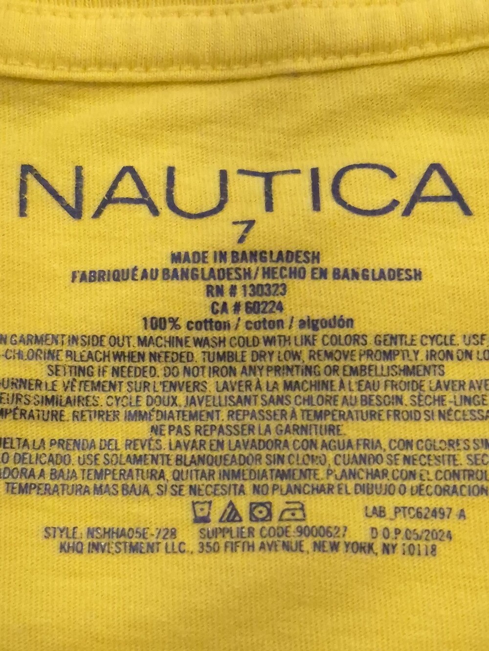 Nautica Boys Yellow Long Sleeve T-Shirt Size 7 Cotton Logo Graphic Sleeve Crew - Picture 7 of 11